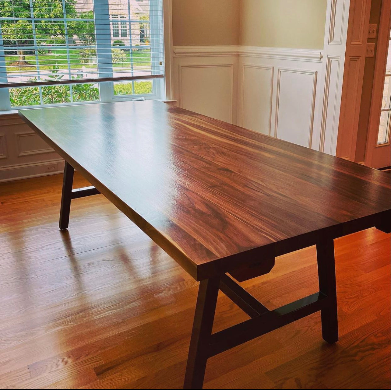 Modern Black Walnut Dining Table | Hand Crafted Custom Made Amish Furniture | Kitchen And Dining Tables
