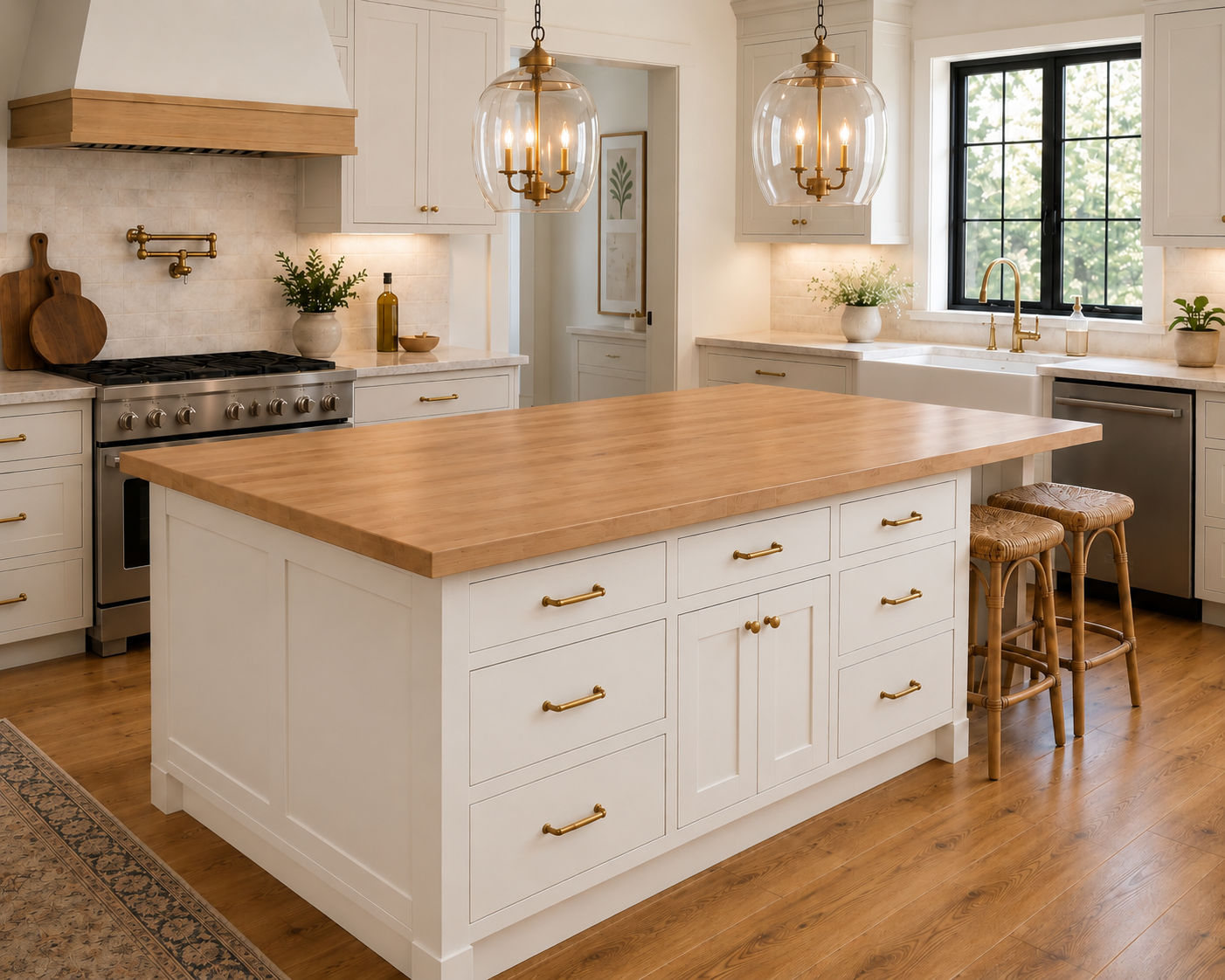 Custom Black Walnut, Maple or White Oak Butcher Block Counter Tops
