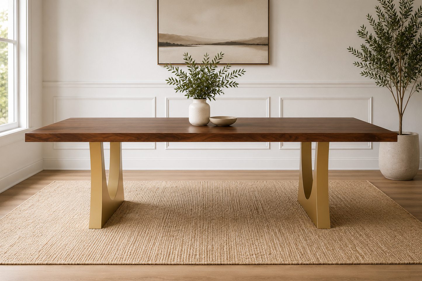 Modern Black Walnut Dining Table | Hand Crafted Custom Made Amish Furniture | Kitchen And Dining Tables