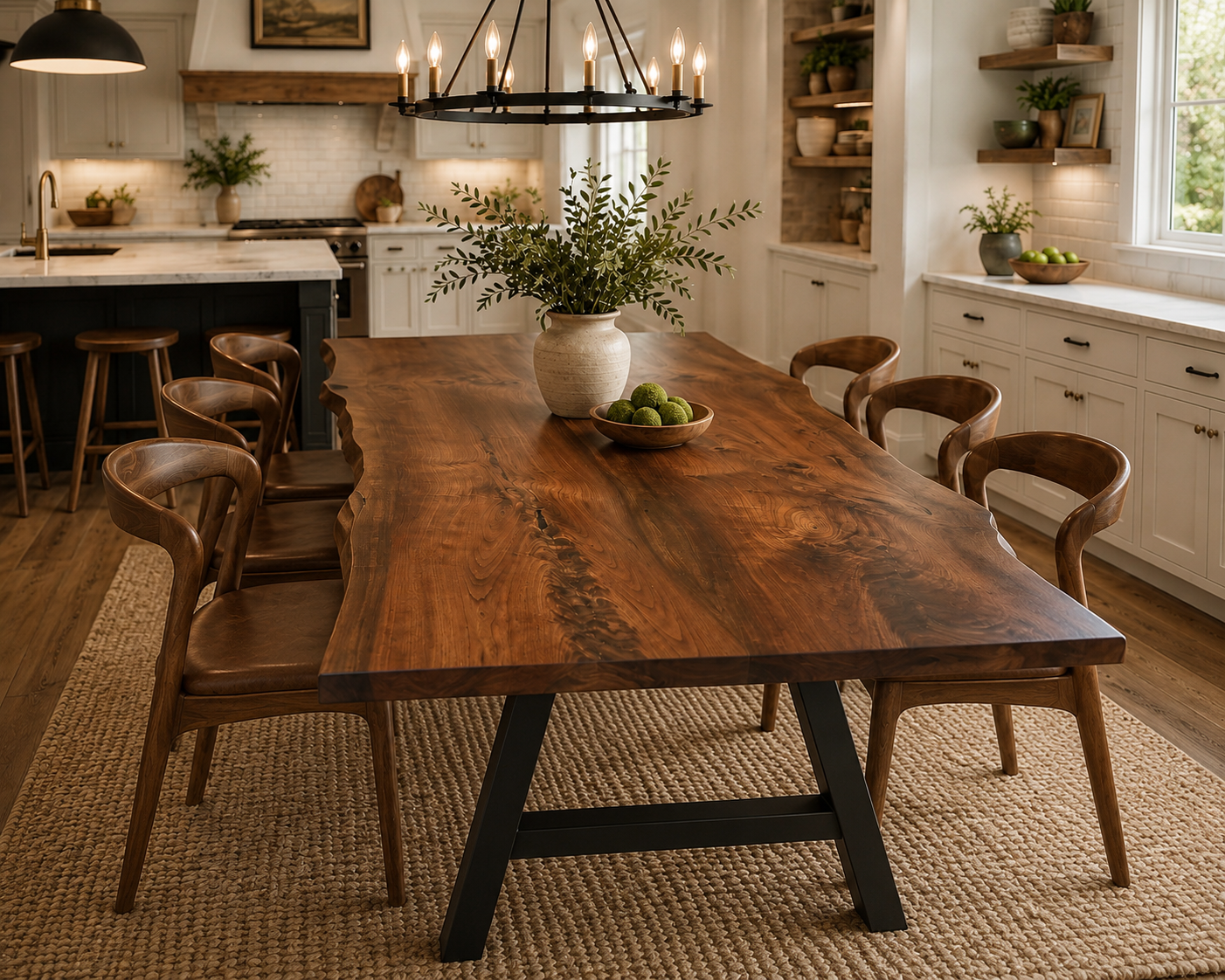 Live Edge Black Walnut Dining Table | Modern Farmhouse Live Edge Handcrafted Amish Made Kitchen Table