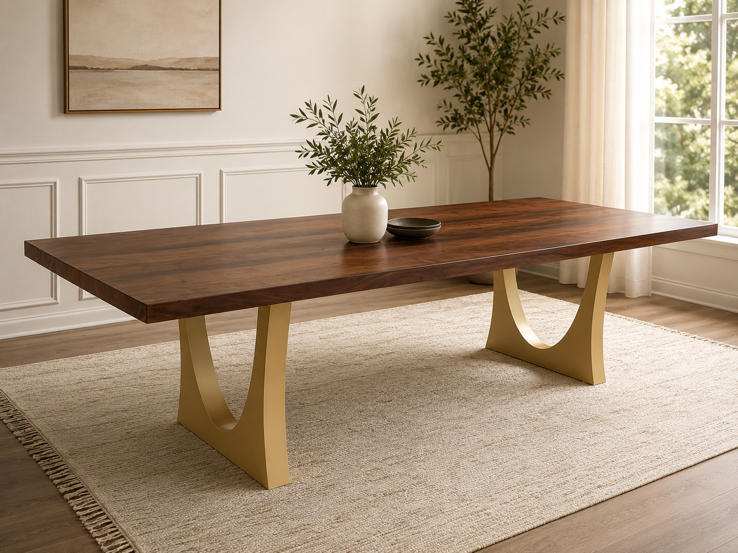 Modern Black Walnut Dining Table | Hand Crafted Custom Made Amish Furniture | Kitchen And Dining Tables