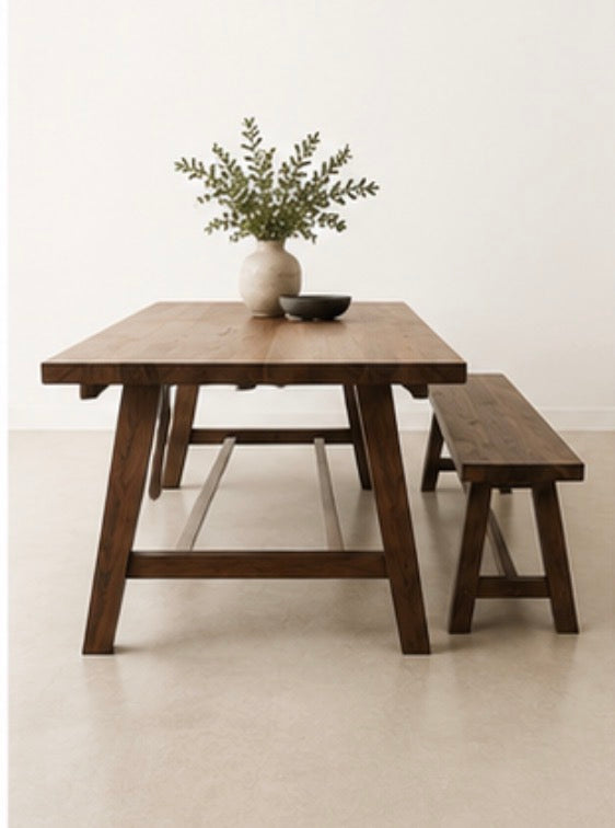 Black Walnut A Frame Trestle Table | Amish Made Modern Farmhouse Inspired Table | Lancaster County, PA