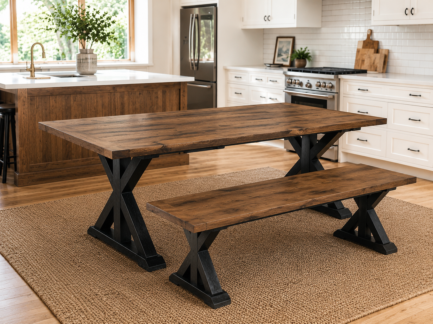 Farmhouse Table - Post X Trestle | Reclaimed Wood Kitchen And Dining Room Tables | Custom Amish Made Furniture