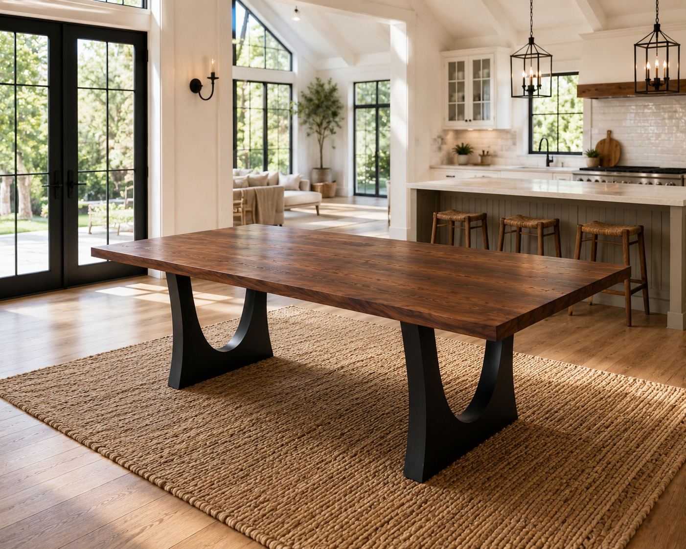 Modern Black Walnut Dining Table | Hand Crafted Custom Made Amish Furniture | Kitchen And Dining Tables