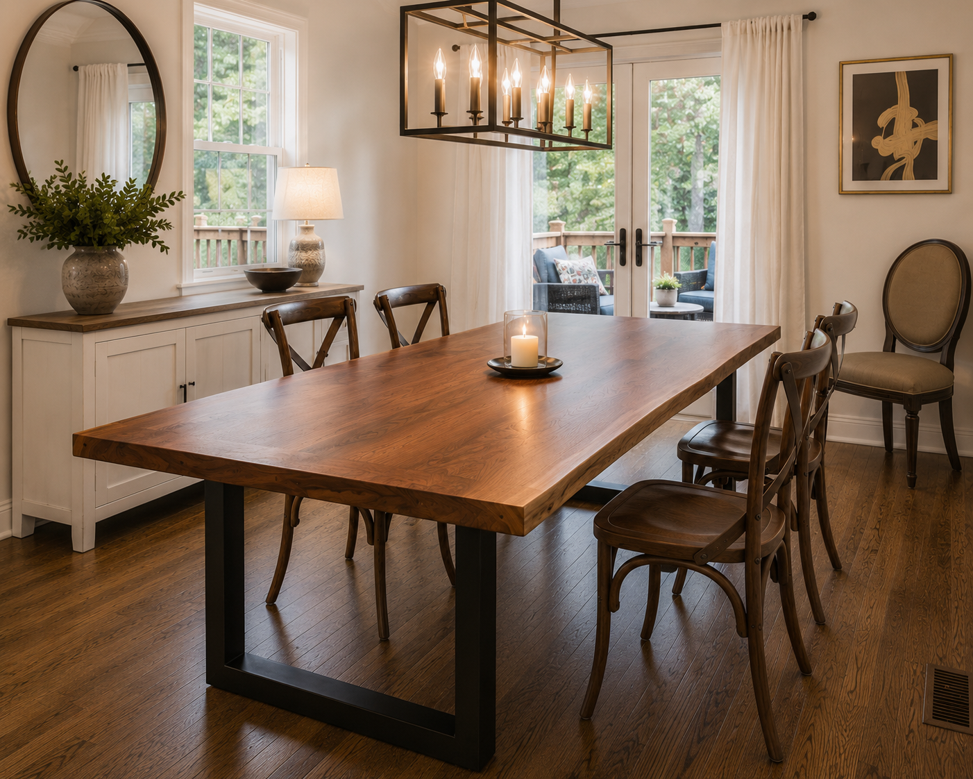 Modern Black Walnut Dining Table | Hand Crafted Custom Made Amish Furniture | Kitchen And Dining Tables