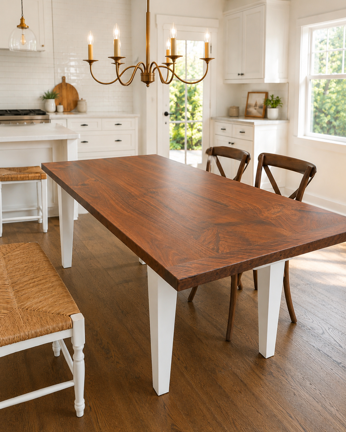 Modern Black Walnut Farmhouse Table With Breadboard Ends | Amish Made Dining Table