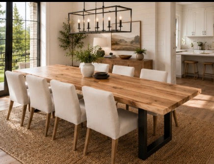Live Edge Wormy Maple Table | Solid Wood Custom Made Table | Modern Farmhouse Kitchen And Dining Room