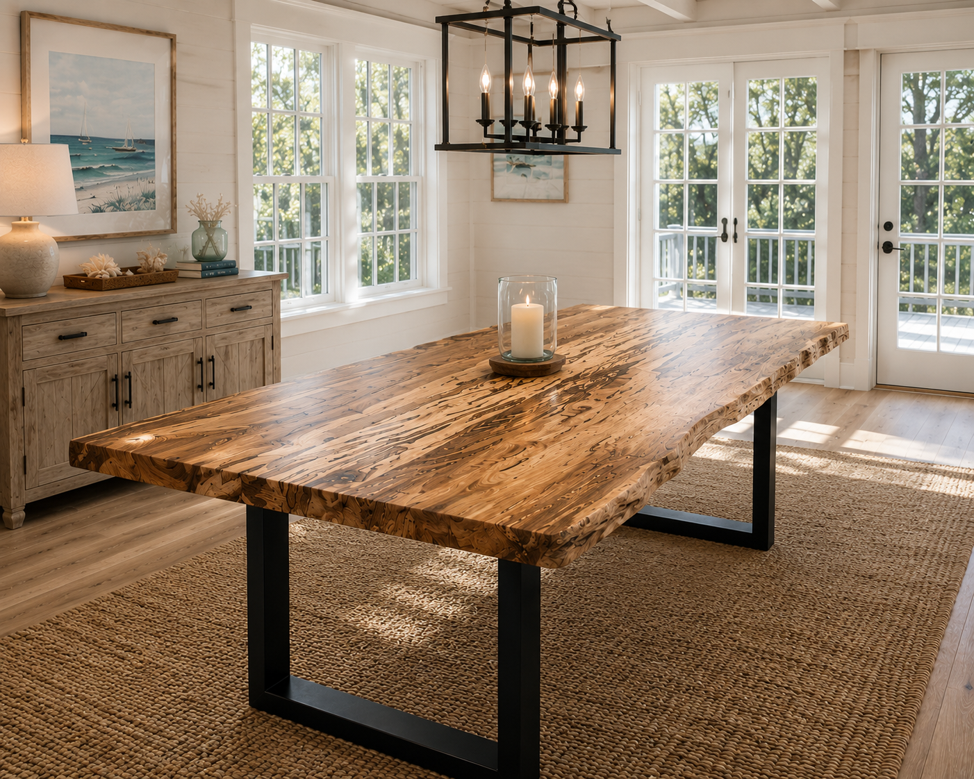 Live Edge Wormy Maple Table | Solid Wood Custom Made Table | Modern Farmhouse Kitchen And Dining Room