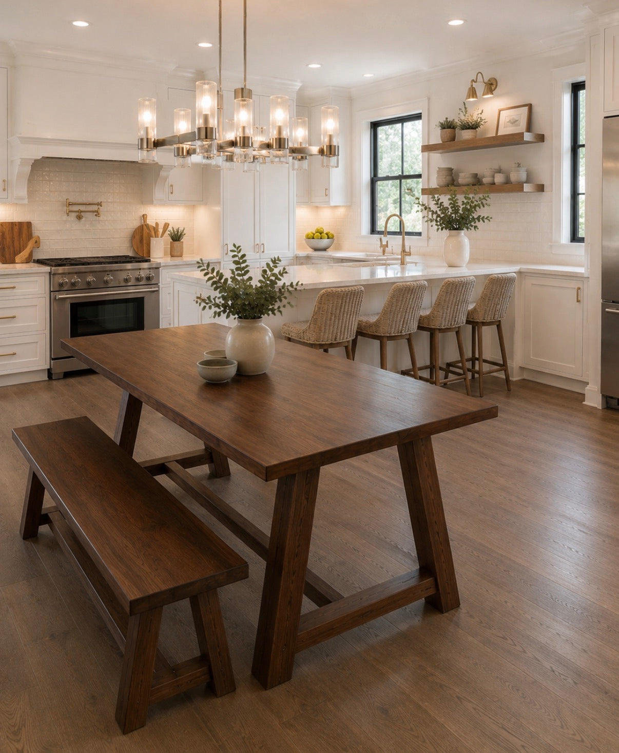 Black Walnut A Frame Trestle Table | Amish Made Modern Farmhouse Inspired Table | Lancaster County, PA