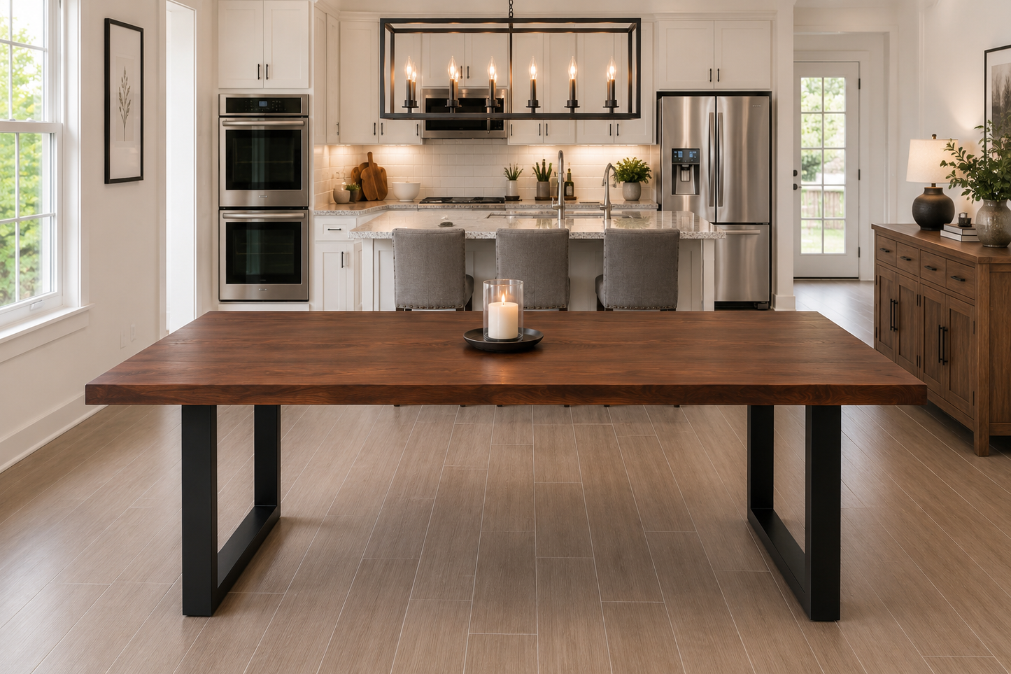 Modern Black Walnut Dining Table | Hand Crafted Custom Made Amish Furniture | Kitchen And Dining Tables