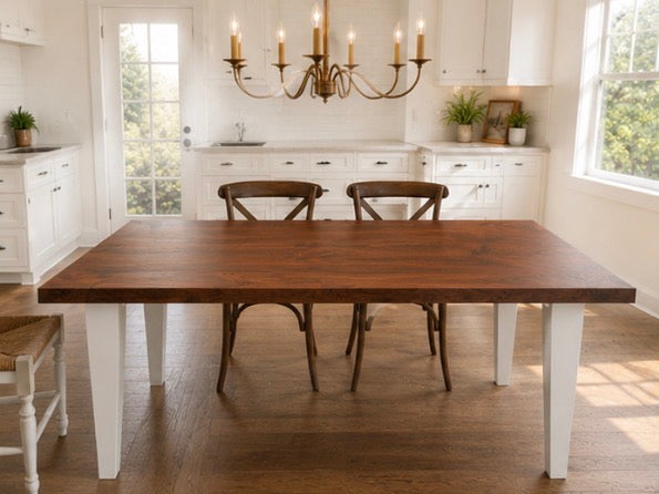 Modern Black Walnut Farmhouse Table With Breadboard Ends | Amish Made Dining Table