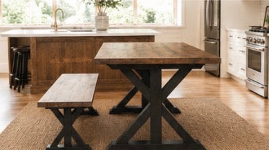 Farmhouse Table - Post X Trestle | Reclaimed Wood Kitchen And Dining Room Tables | Custom Amish Made Furniture