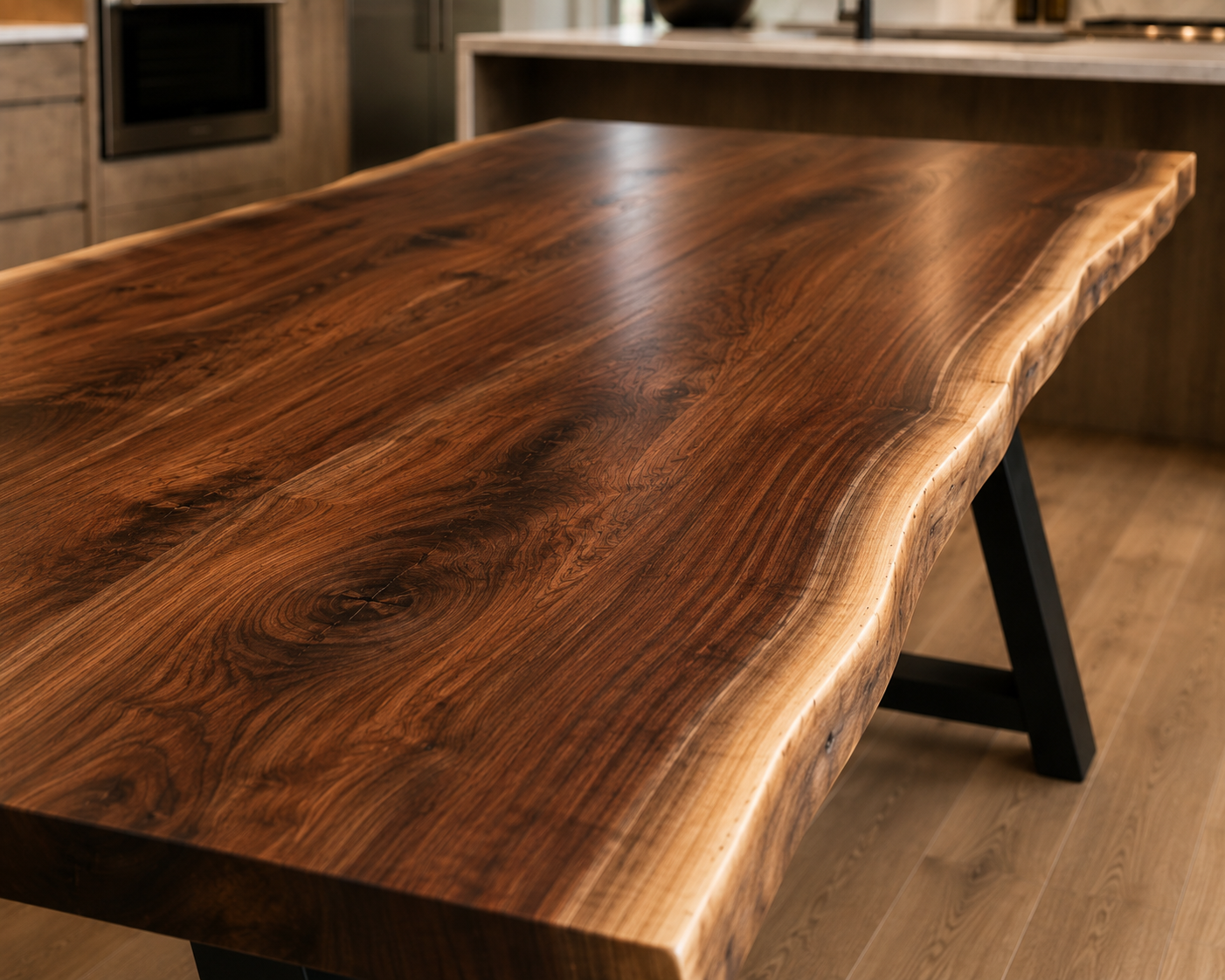 Live Edge Black Walnut Dining Table | Modern Farmhouse Live Edge Handcrafted Amish Made Kitchen Table