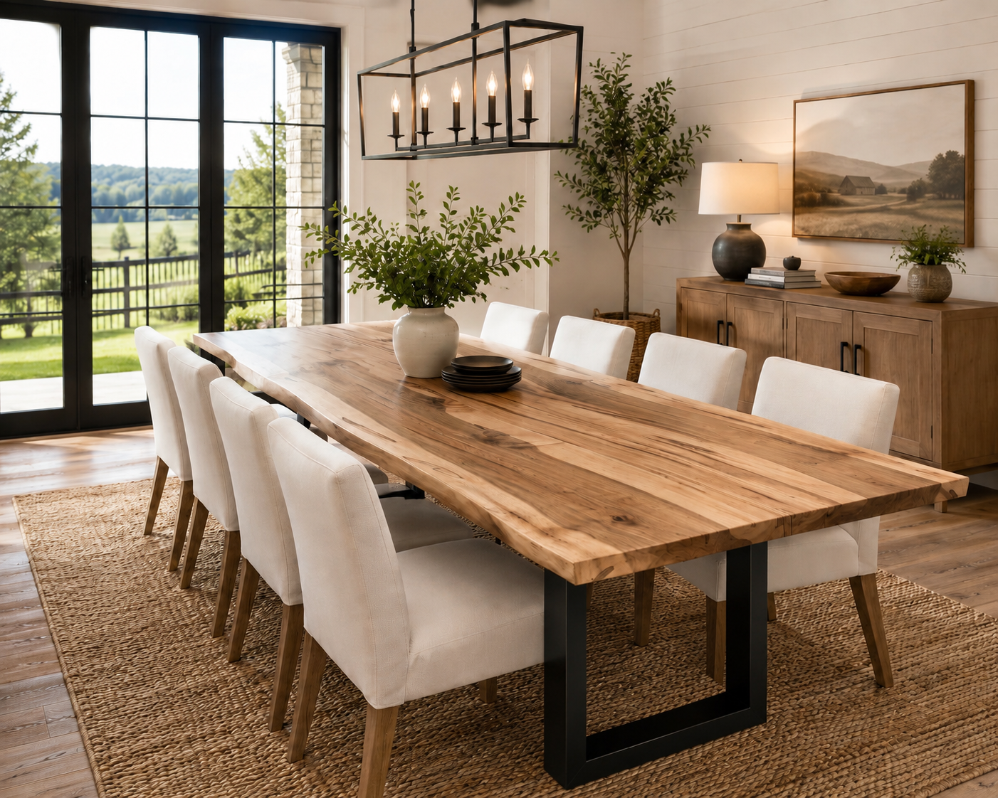 Live Edge Wormy Maple Table | Solid Wood Custom Made Table | Modern Farmhouse Kitchen And Dining Room