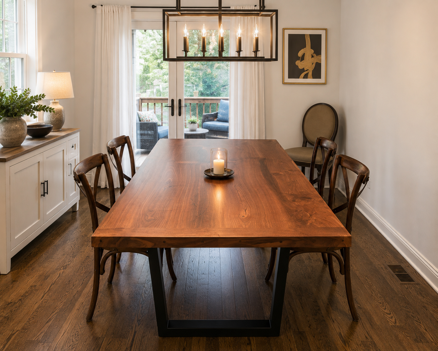 Modern Black Walnut Dining Table | Hand Crafted Custom Made Amish Furniture | Kitchen And Dining Tables