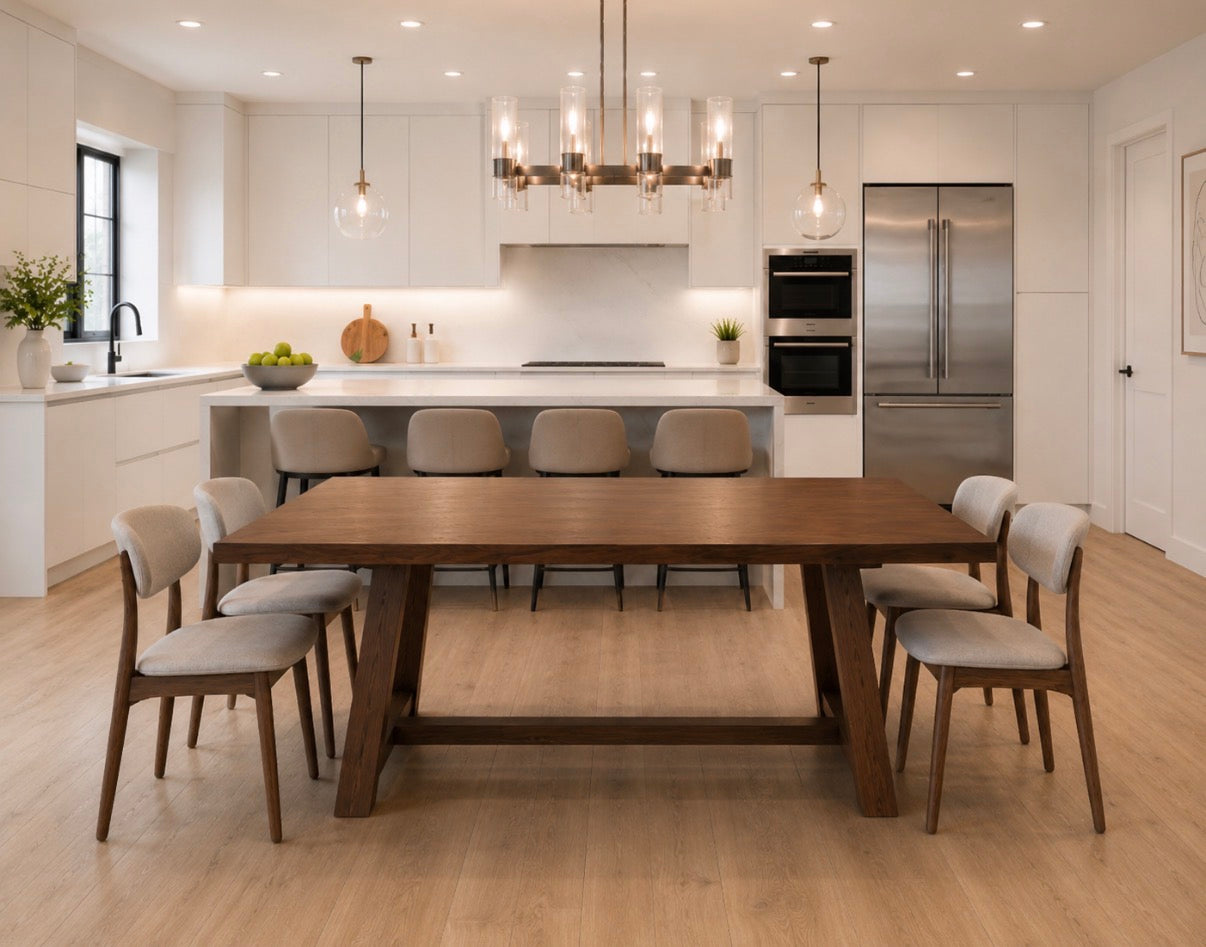Black Walnut A Frame Trestle Table | Amish Made Modern Farmhouse Inspired Table | Lancaster County, PA