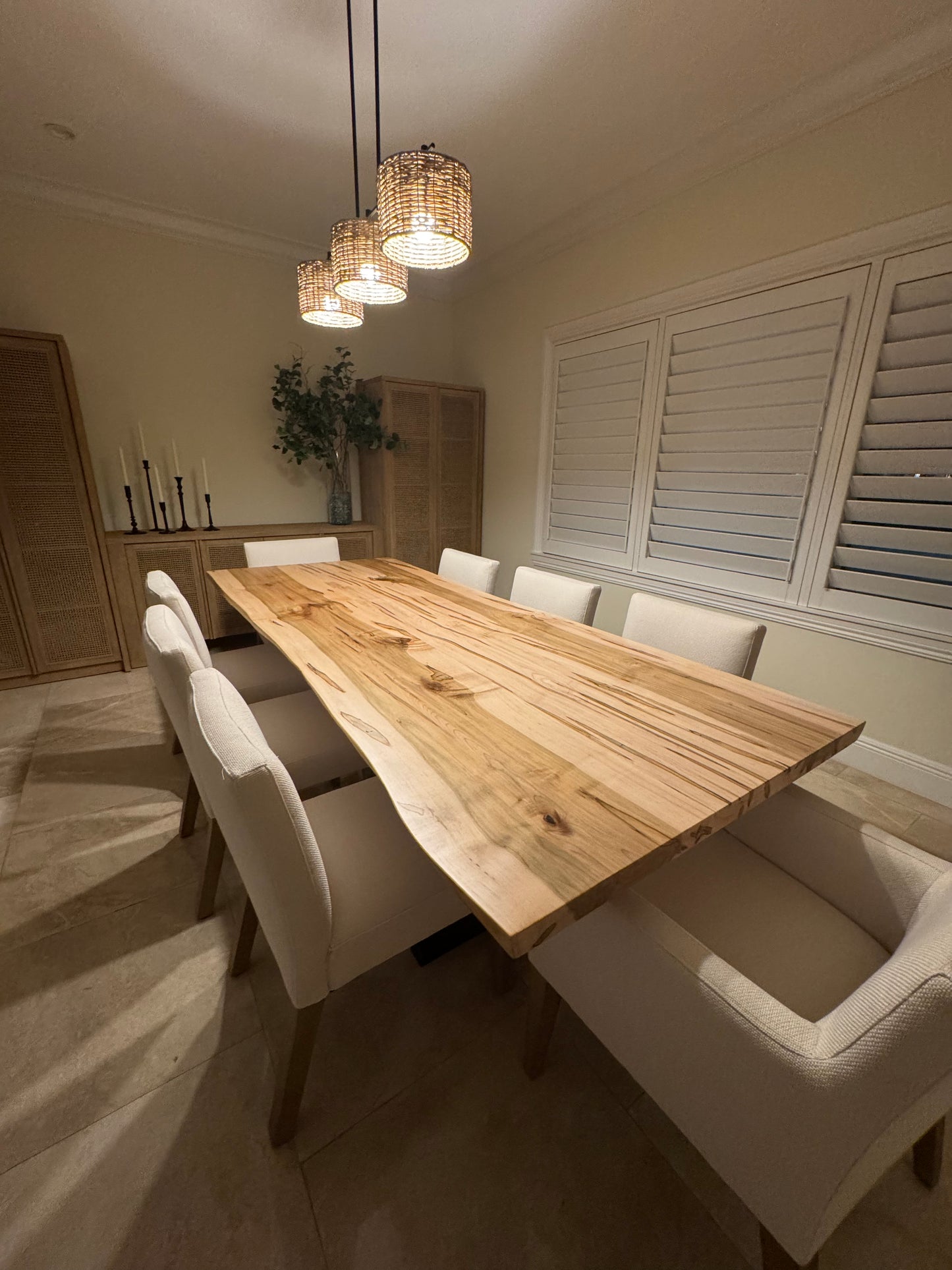 Live Edge Wormy Maple Table | Solid Wood Custom Made Table | Modern Farmhouse Kitchen And Dining Room