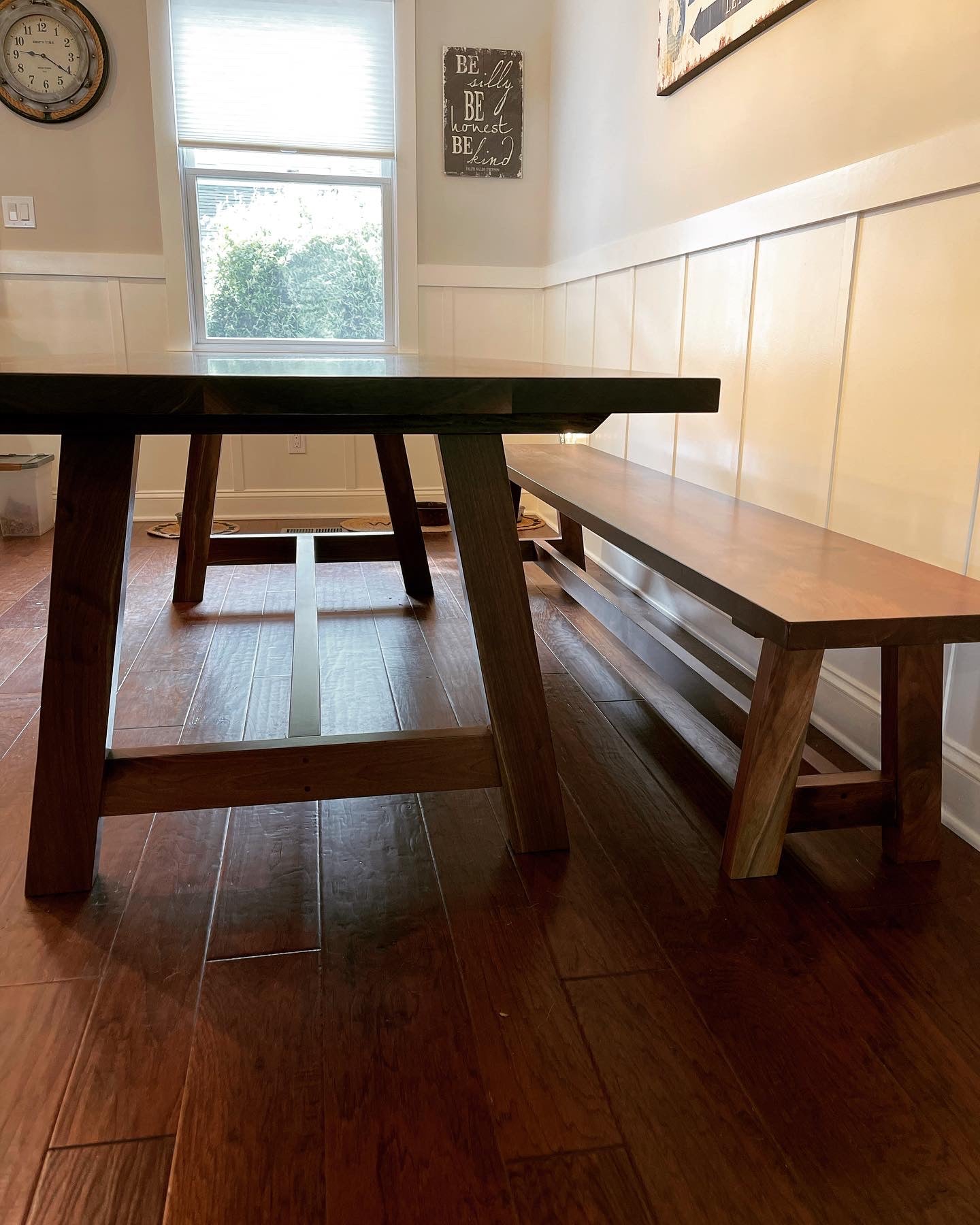 Black Walnut A Frame Trestle Table Amish Made Modern Farmhouse