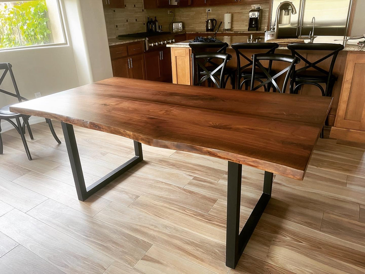 Walnut Farm Table Live Edge Black Walnut Dining Table | Modern Farmhouse Live Edge Handc ...