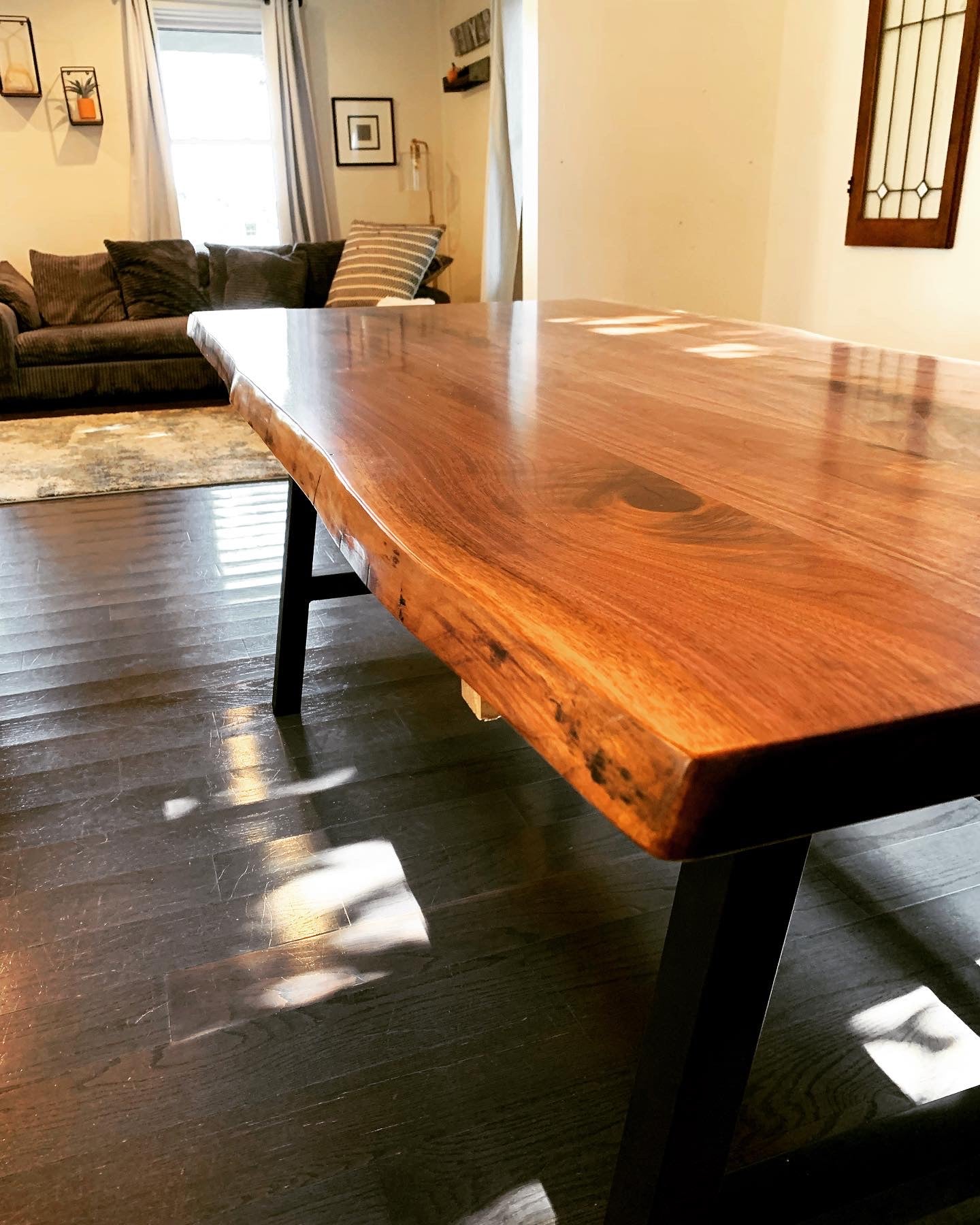108L Live Edge wood table with Custom Steel legs – Alive Edge Designs