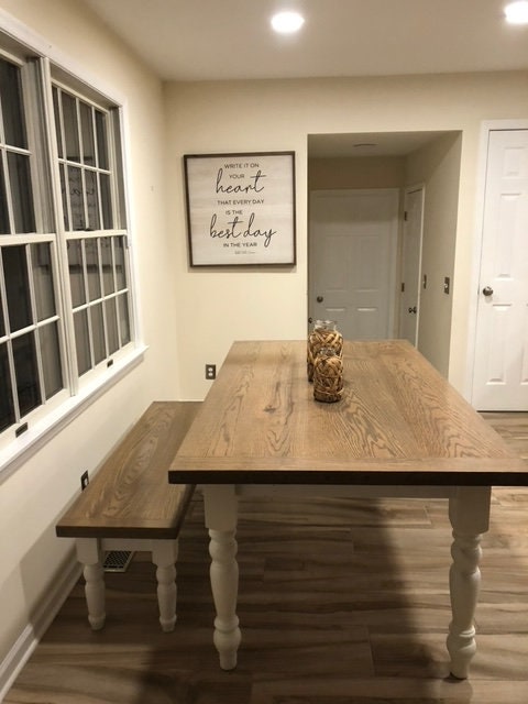 Amish Made Farmhouse Dining And Kitchen Tables, Turned Legs, Thick Solid Wood Tops, Oak, Maple Or Cherry Tops