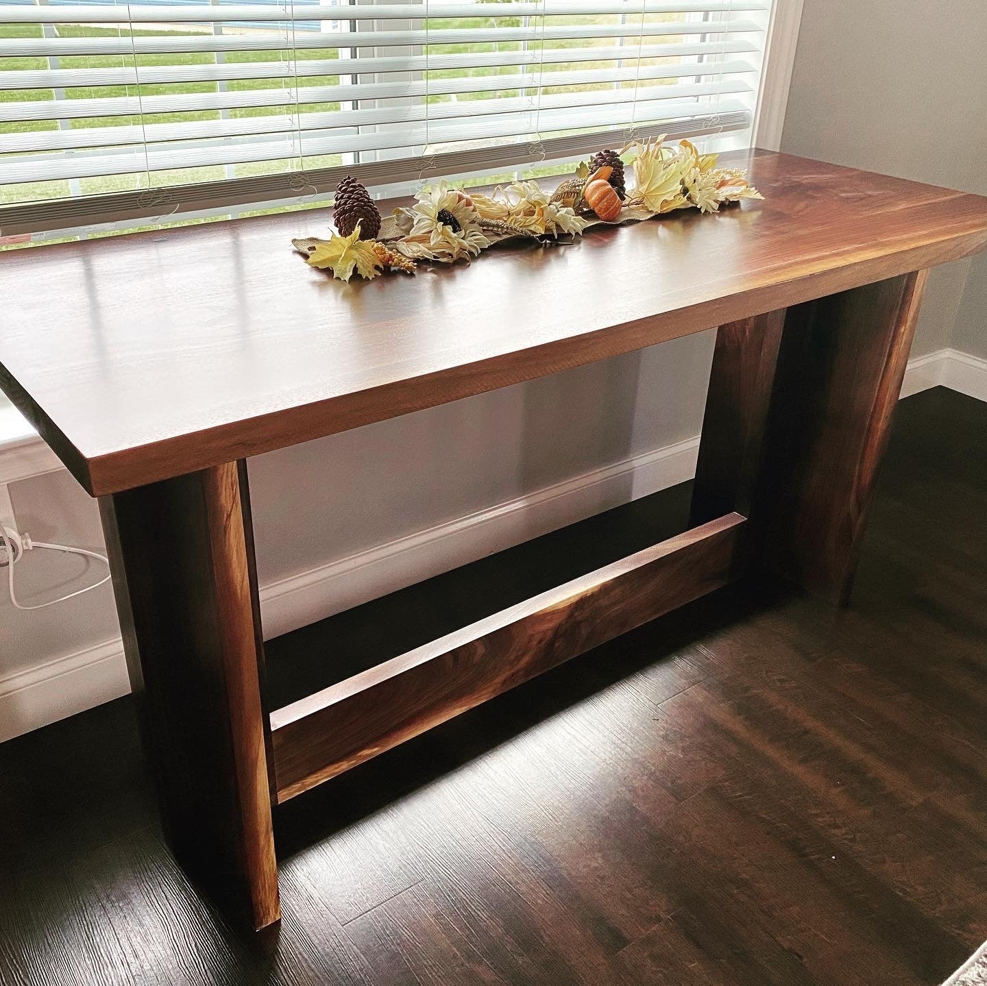 Live Edge Black Walnut Kitchen Island, Amish Made Furniture, Live Edge Entry Way Table, Made To order Black Walnut, Thick Top