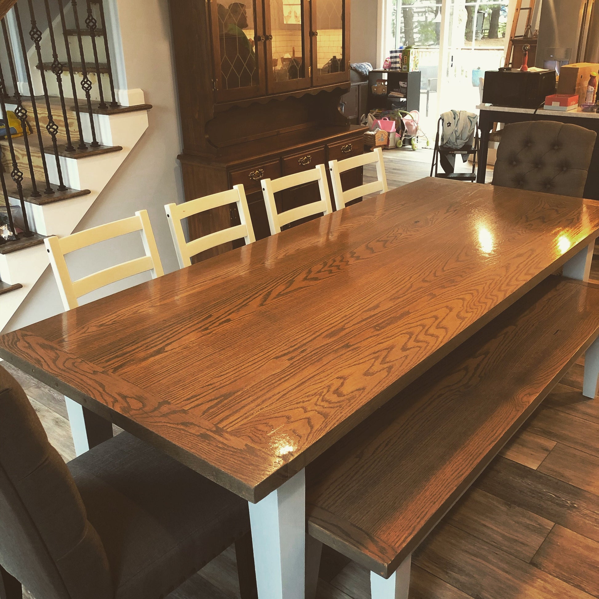 Farmhouse Dining Table With Tapered Post Legs | Classic Rustic Farmhou ...