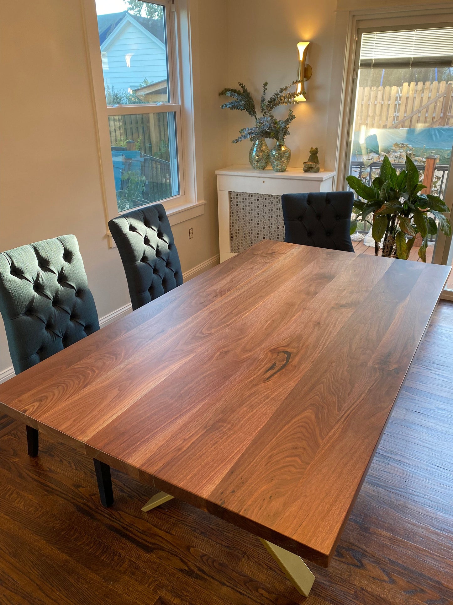 Modern Black Walnut Dining Table, Beautiful Walnut Tops, Amish Hand Crafted, Black Walnut Kitchen Tables